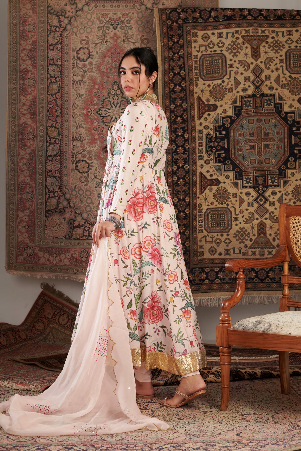 Aks Ivory Anarkali Set