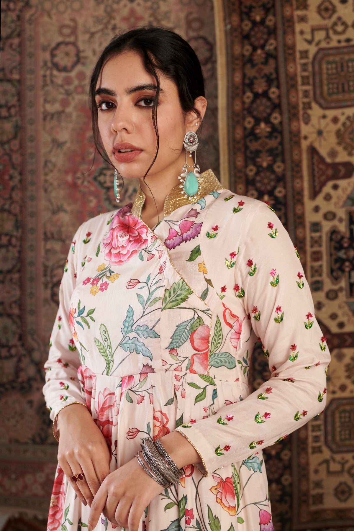 Aks Ivory Anarkali Set