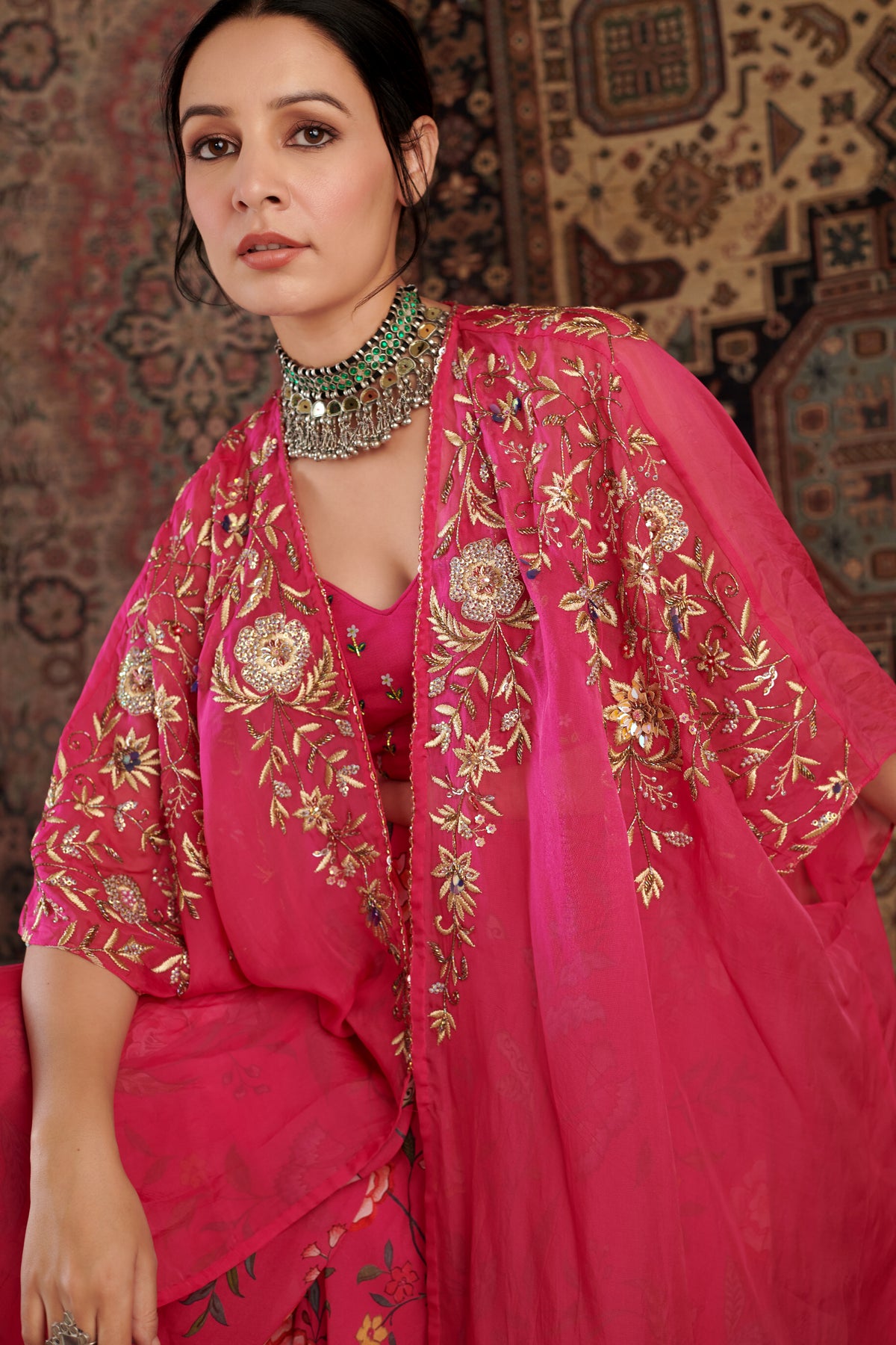 Ameera Hot Pink Sharara Set