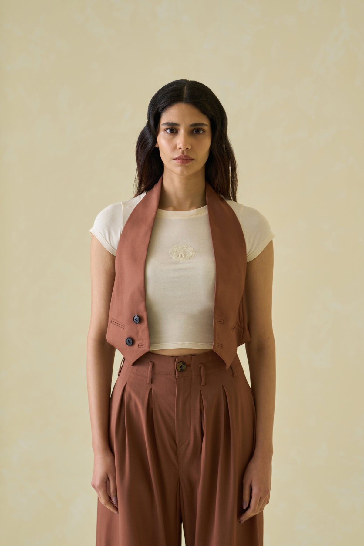 Mocha Open Back Waistcoat