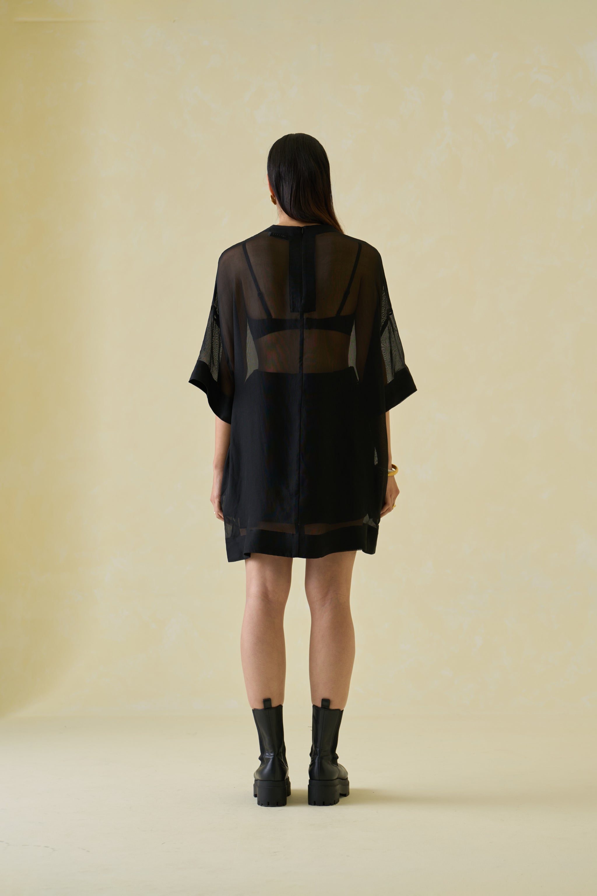 Satin Mesh T-Shirt Dress Moonless Night / M Satin Mesh T-Shirt Dress Moonless Night / M