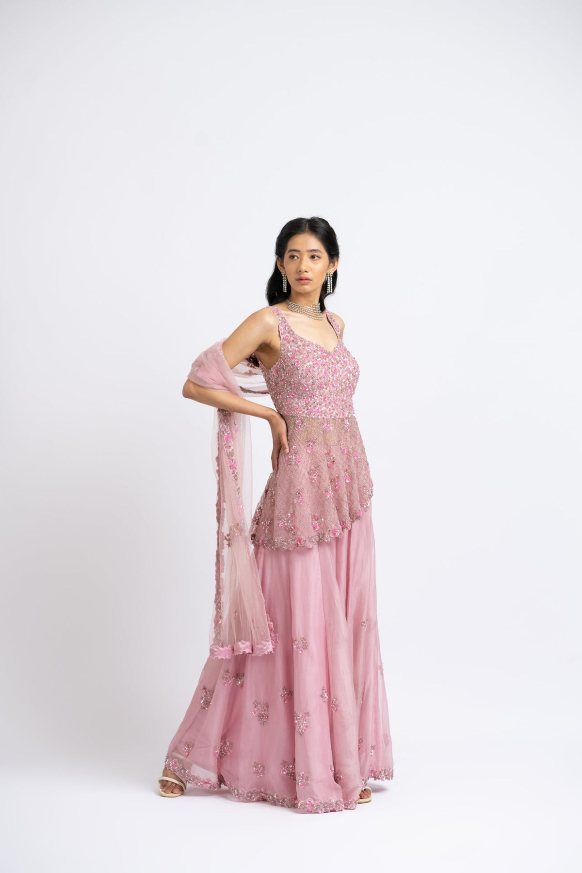 Rose Pink Sharara Set