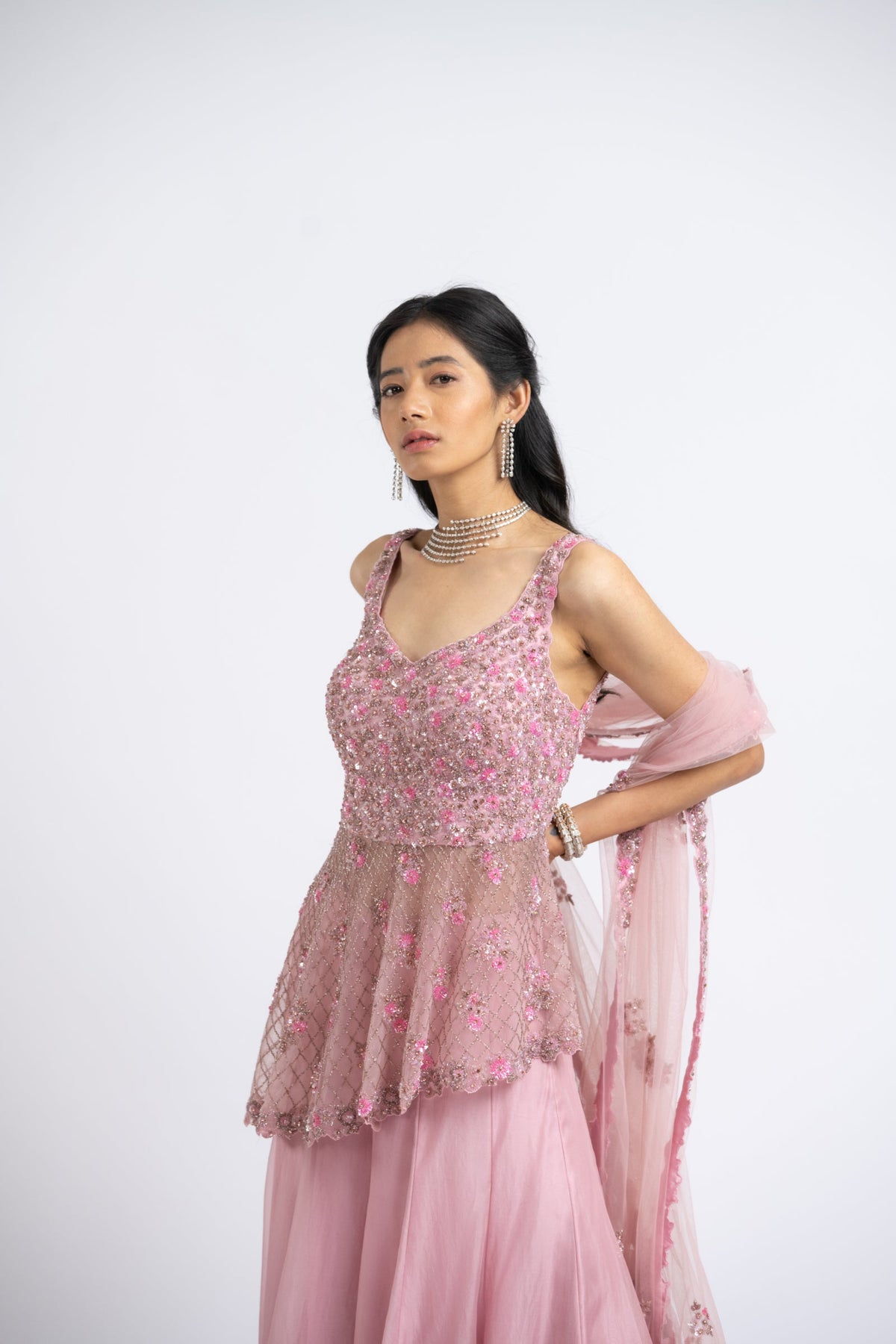 Rose Pink Sharara Set