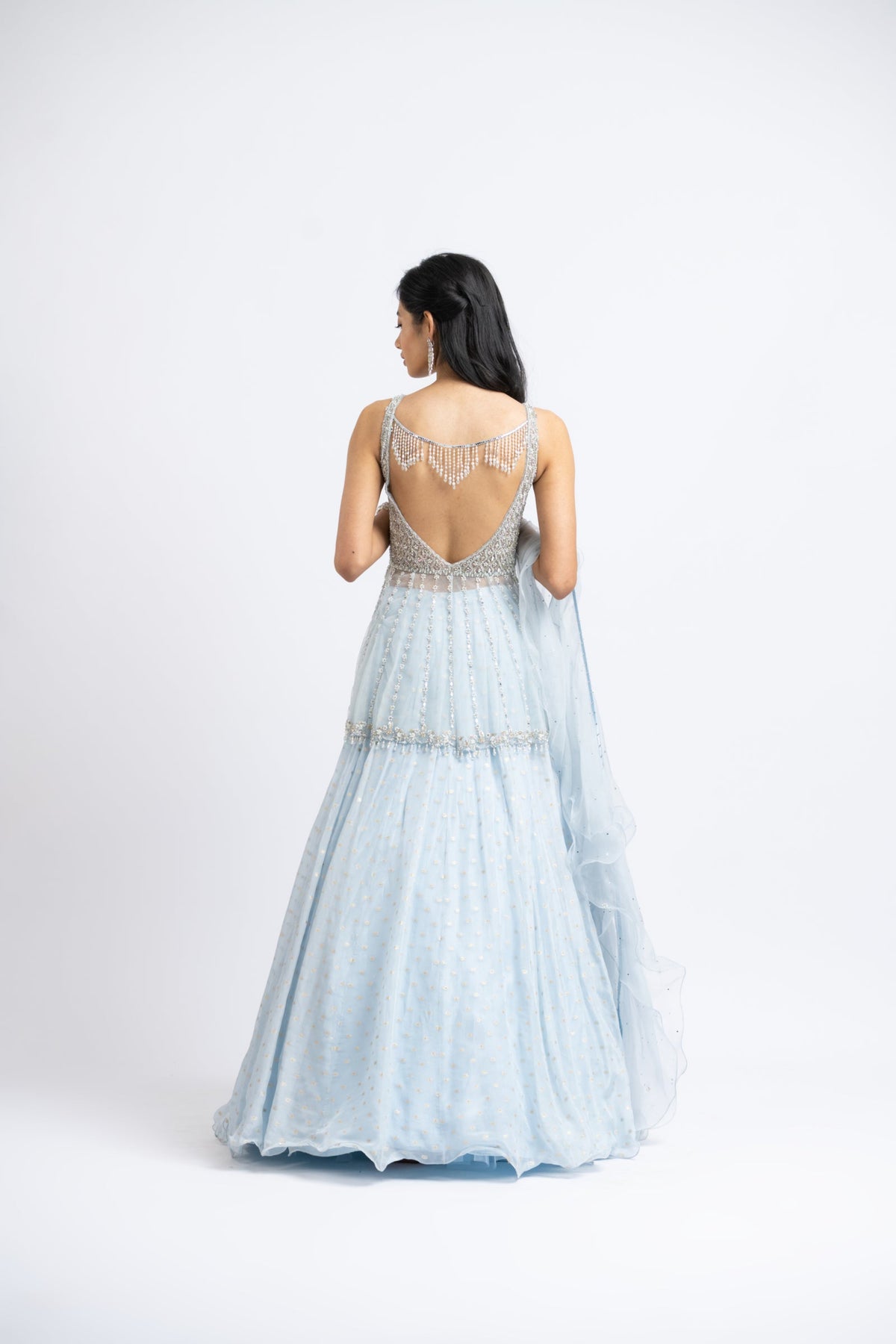 Blue Peplum Lehenga Set