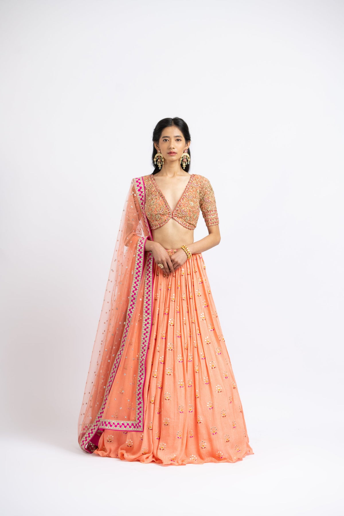 Mango Orange Lehenga Set
