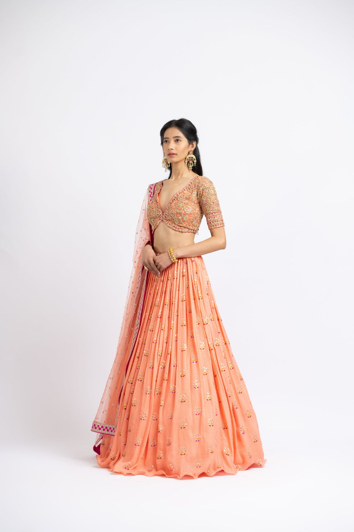 Mango Orange Lehenga Set