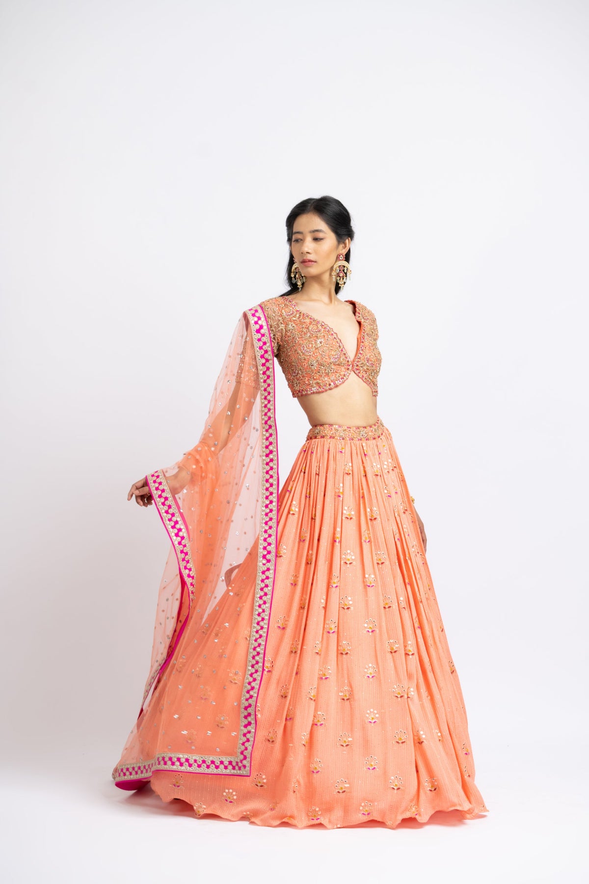Mango Orange Lehenga Set