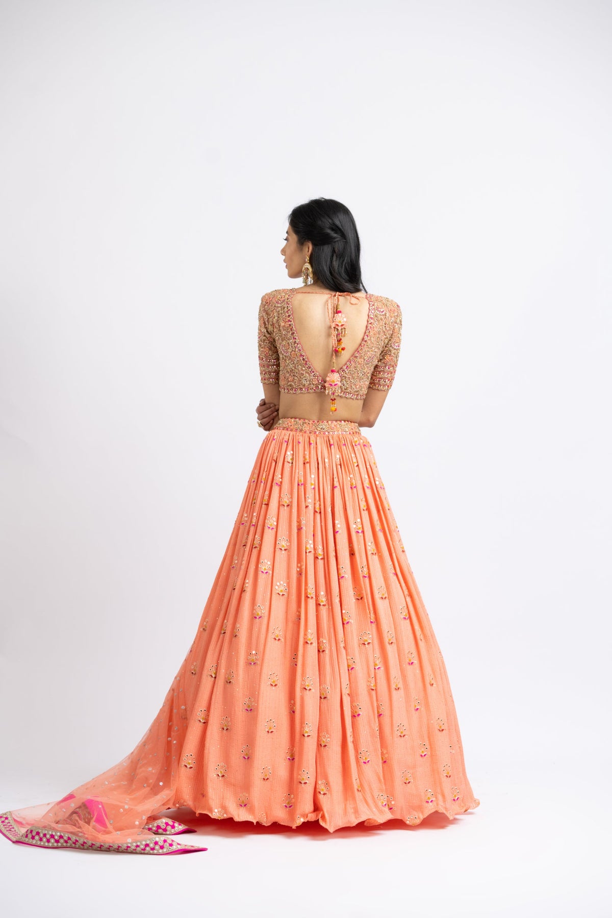 Mango Orange Lehenga Set