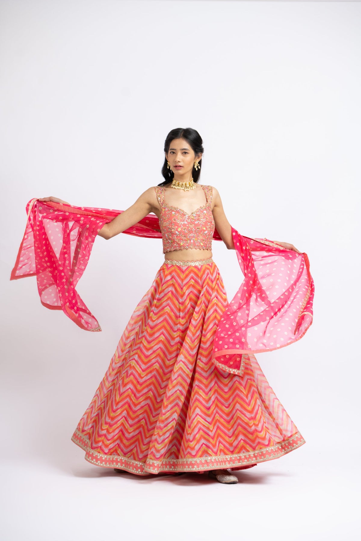 Coral Lehenga Choli Set