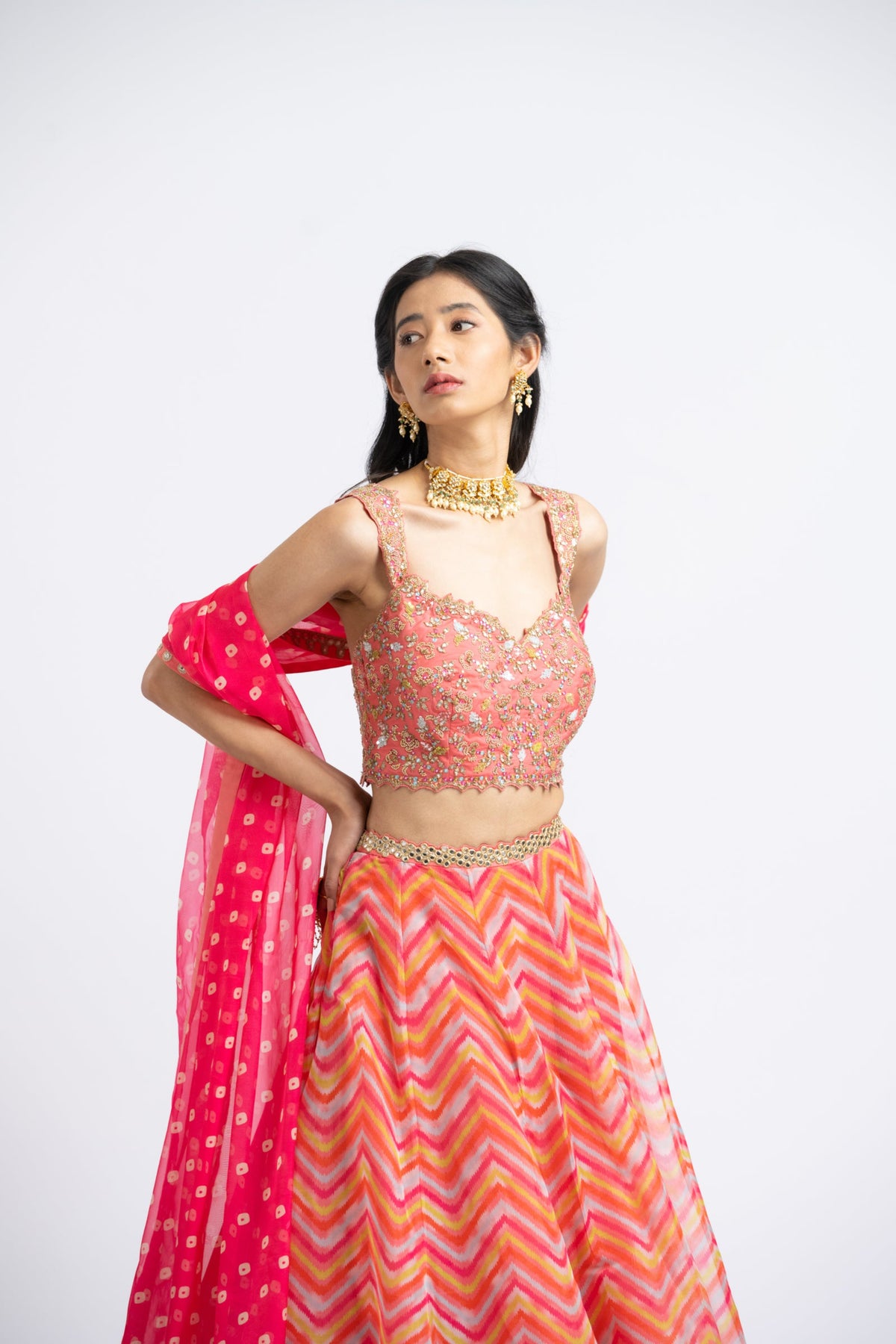 Coral Lehenga Choli Set