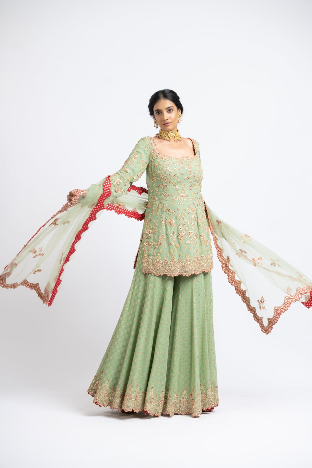 Jade Green Sharara Set