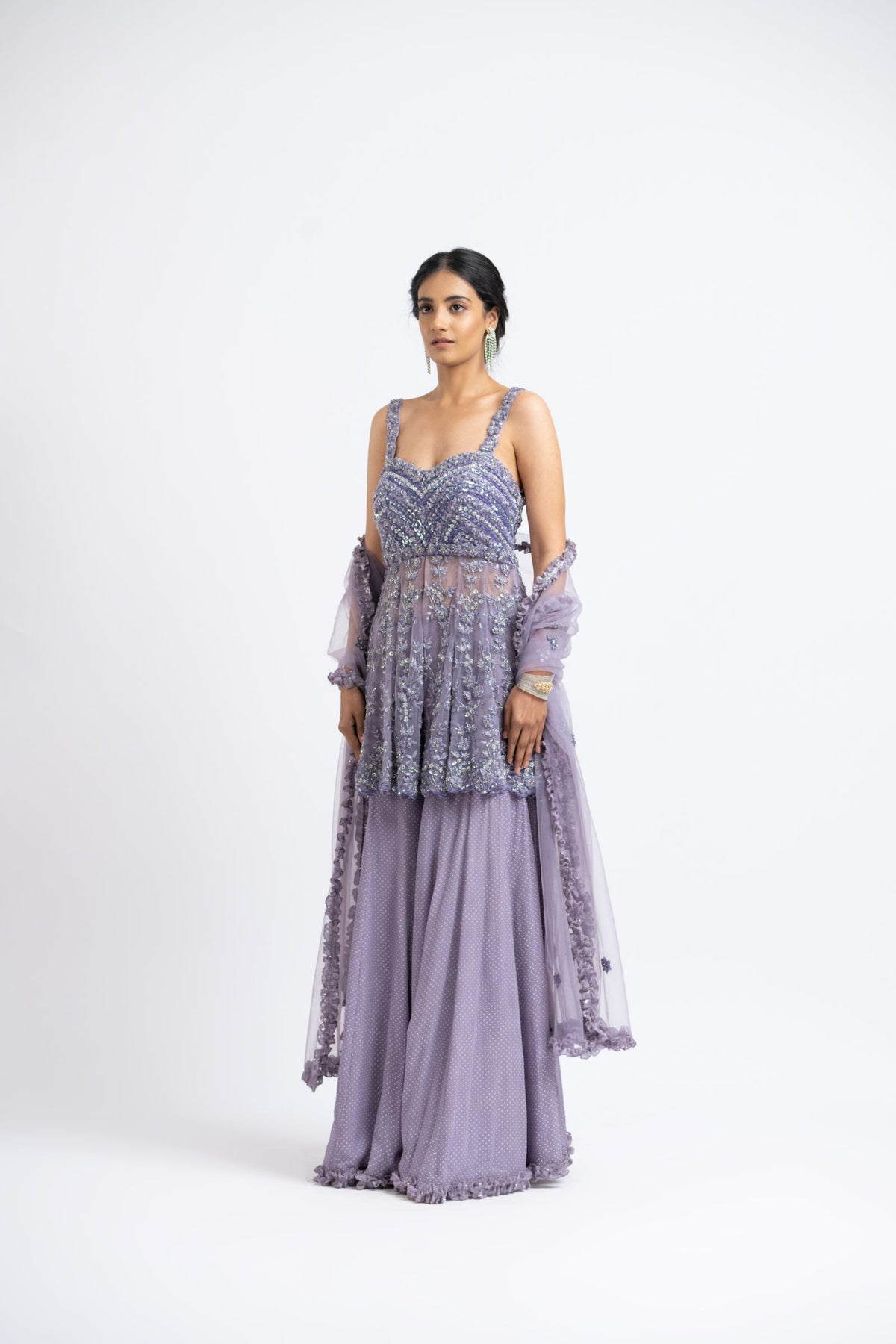 Lilac Peplum Sharara Set