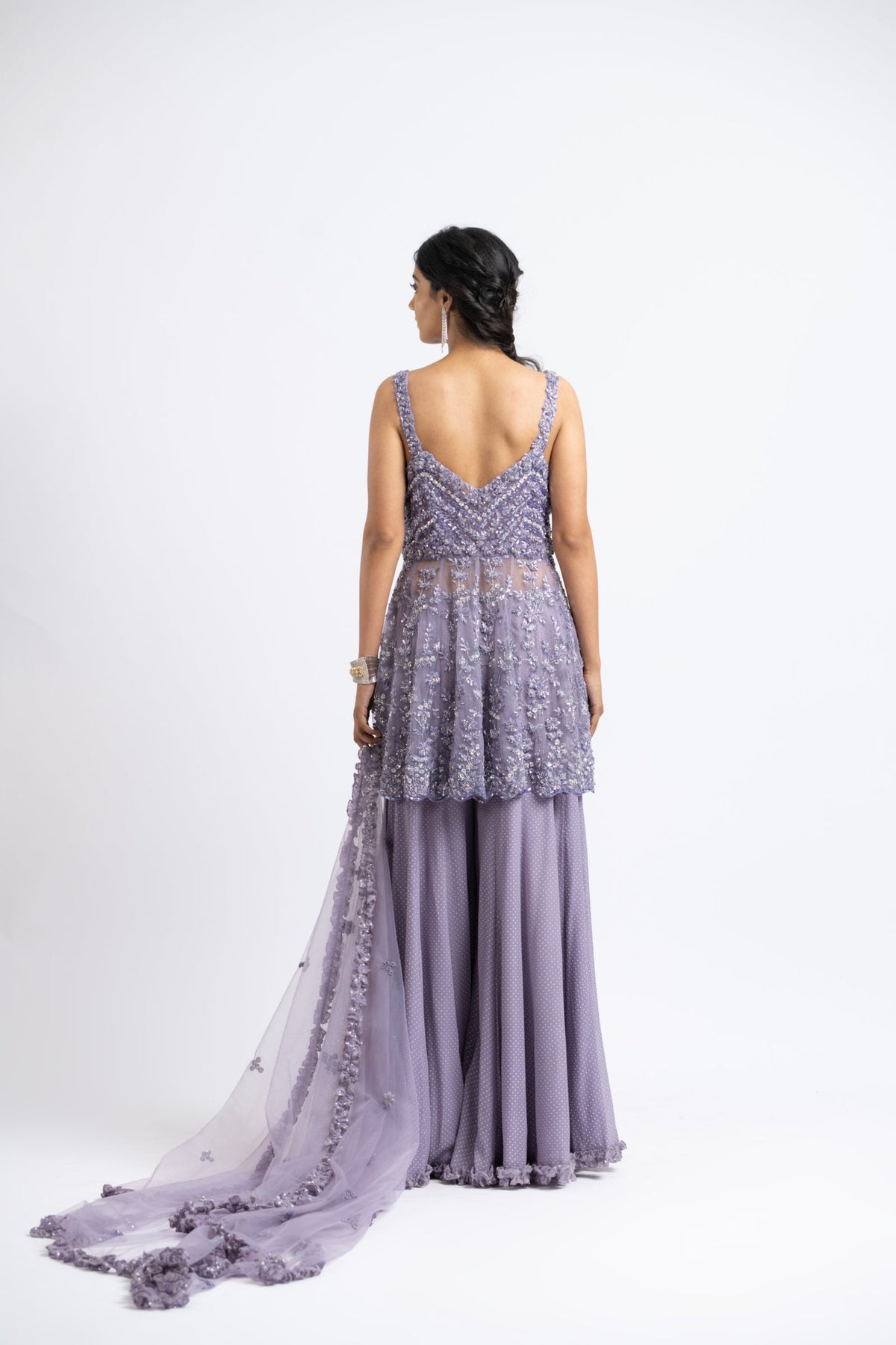 Lilac Peplum Sharara Set