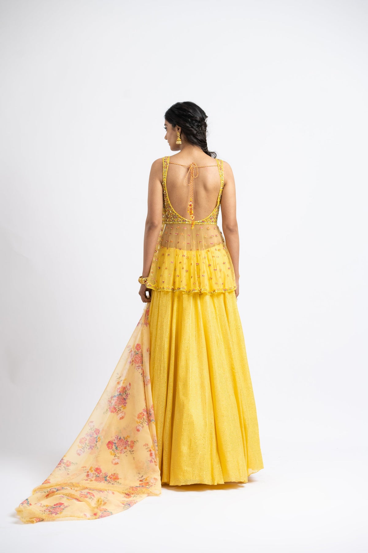 Yellow Peplum Lehenga Set