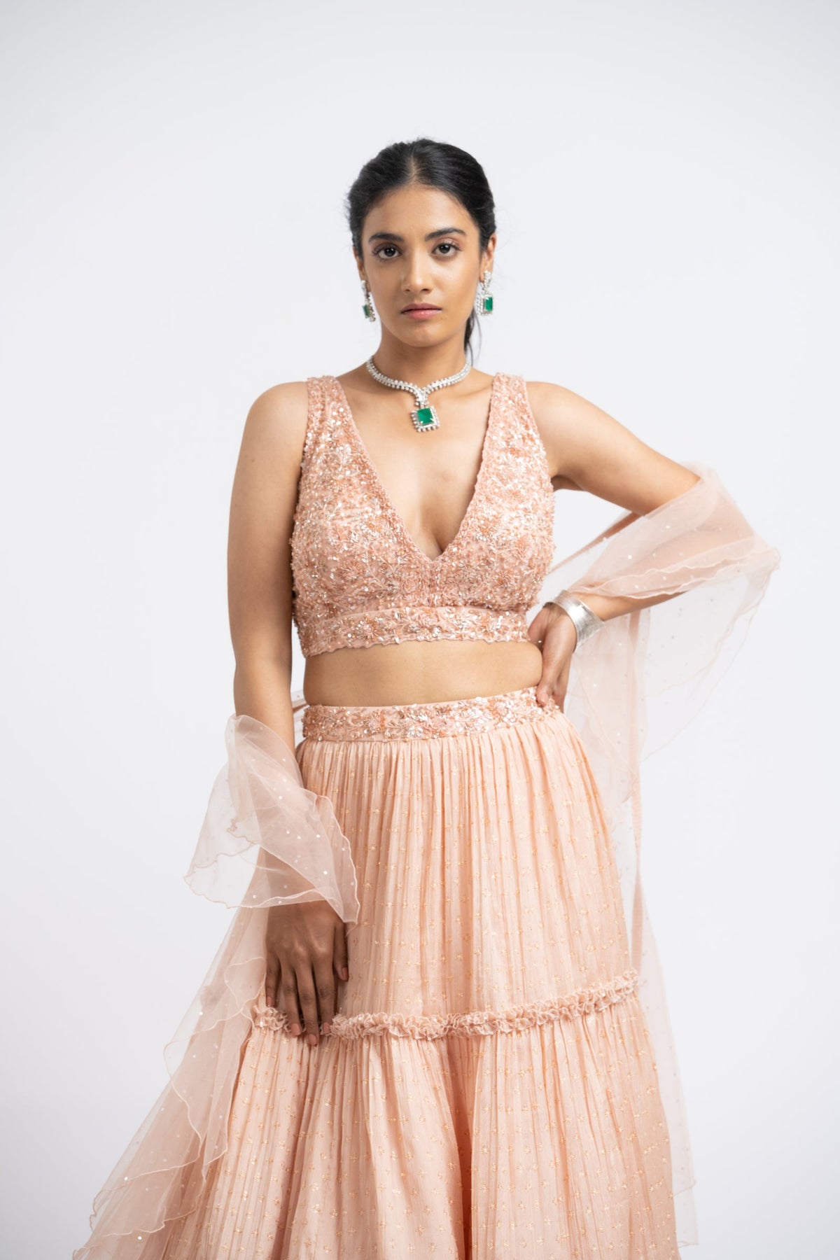Peach Lehenga Choli Set