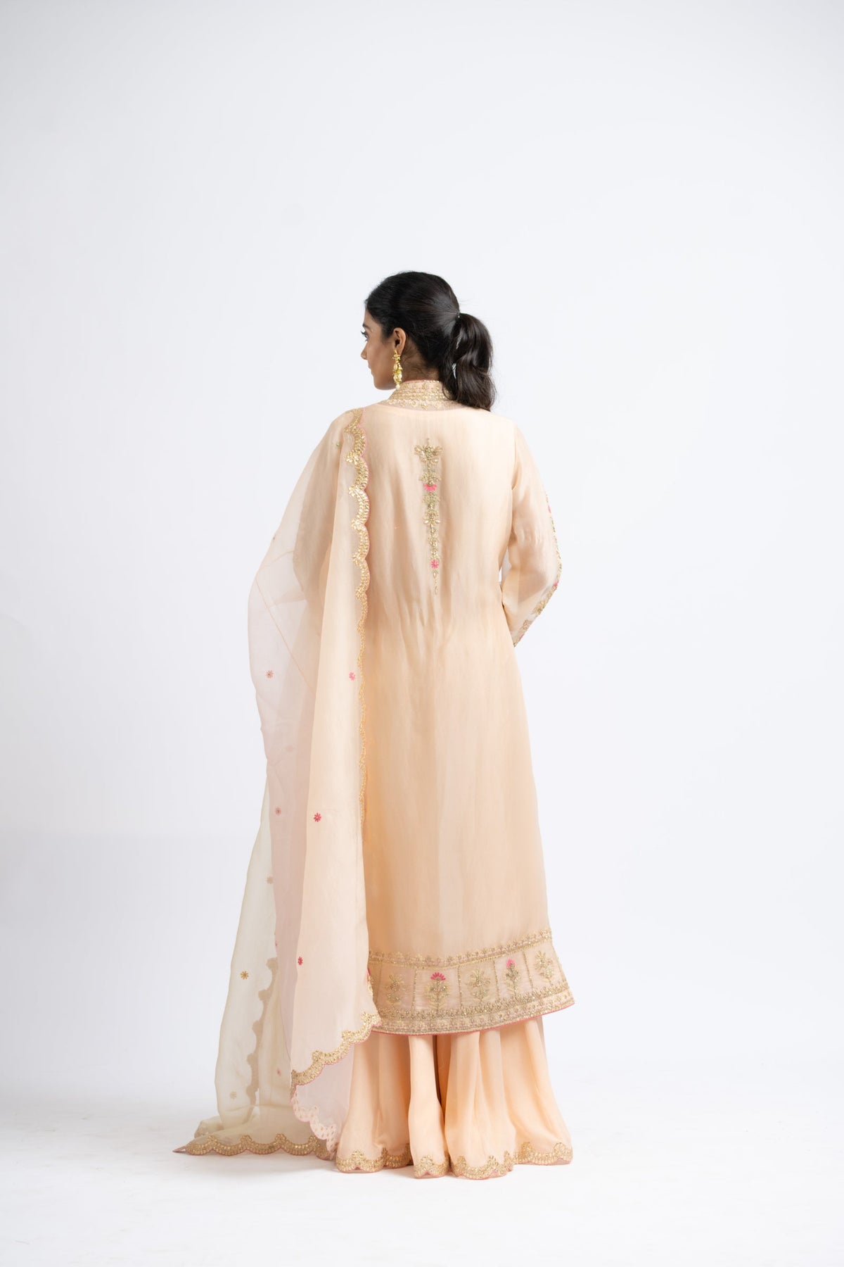 Peach Jacket Sharara Set