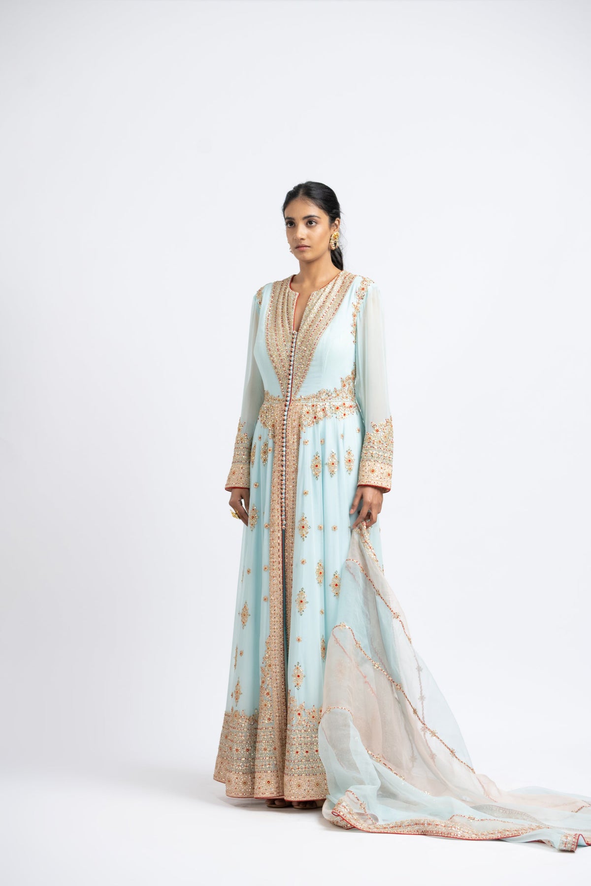 Organza Kalidar Jacket Churidar Set