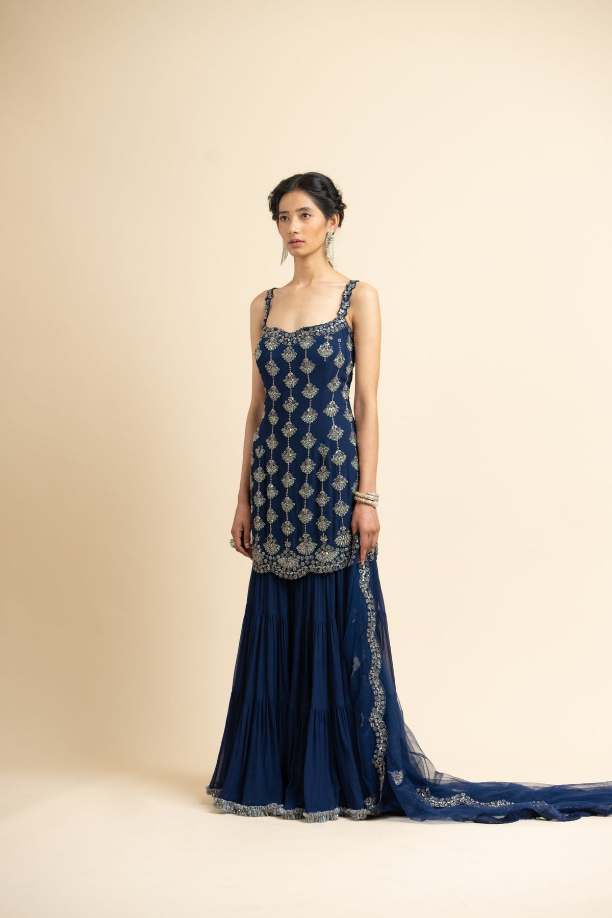 Navy Blue Sharara Set