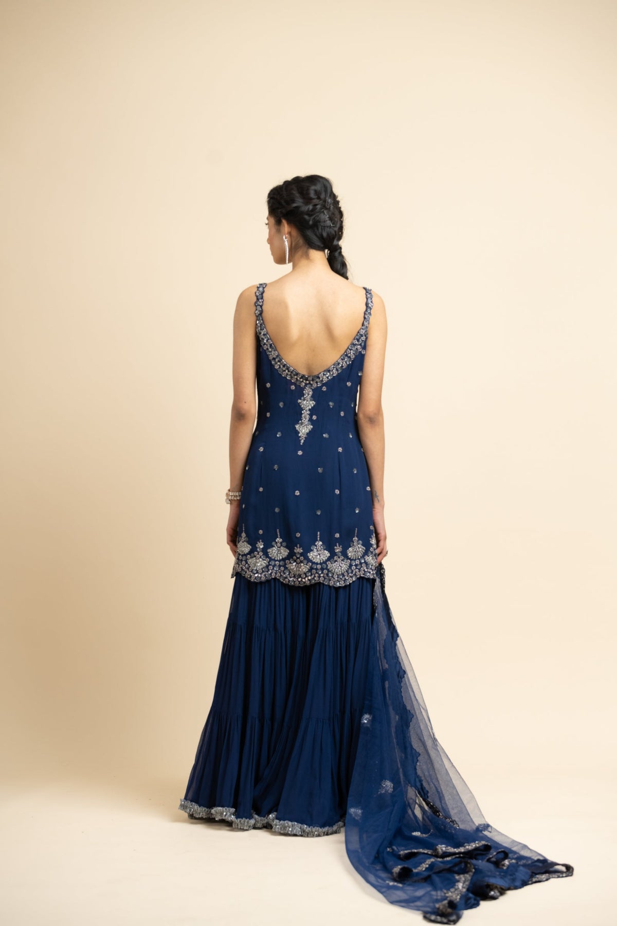 Navy Blue Sharara Set