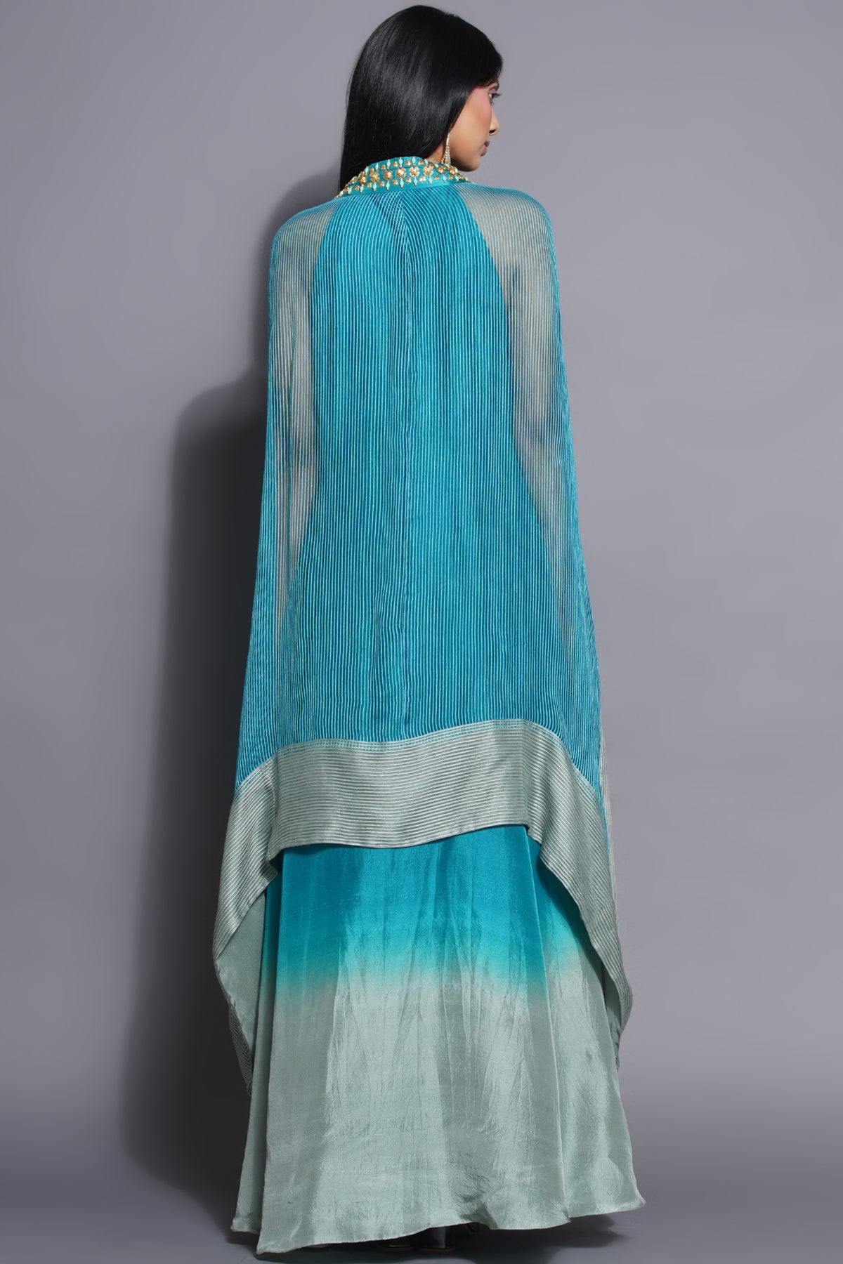 Halter Neck Ocean Blue Gown