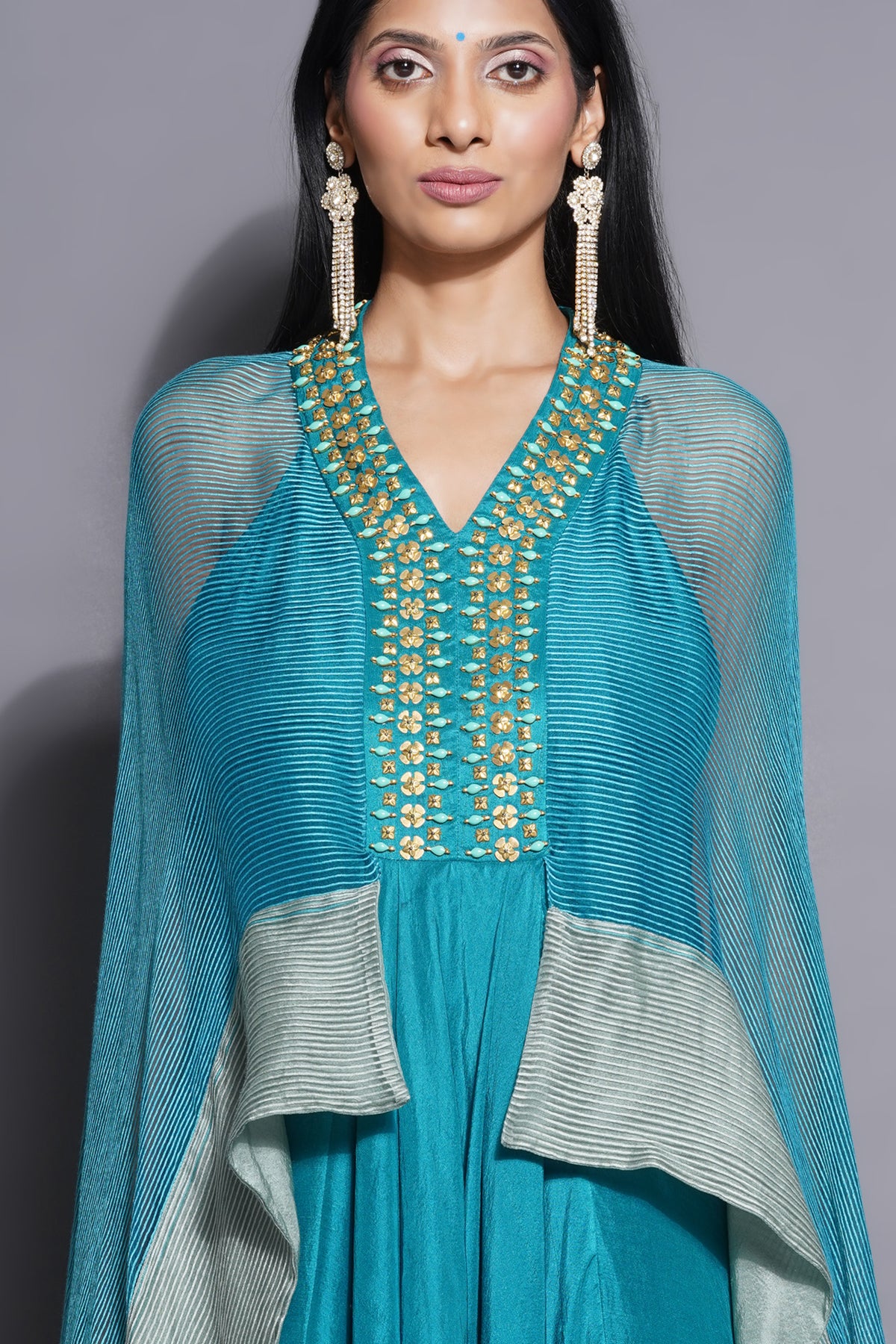 Halter Neck Ocean Blue Gown