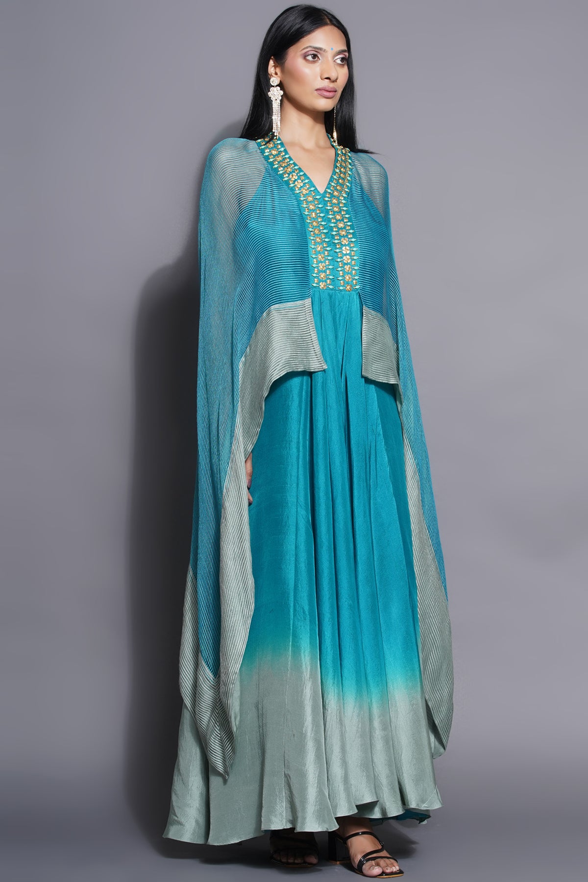 Halter Neck Ocean Blue Gown