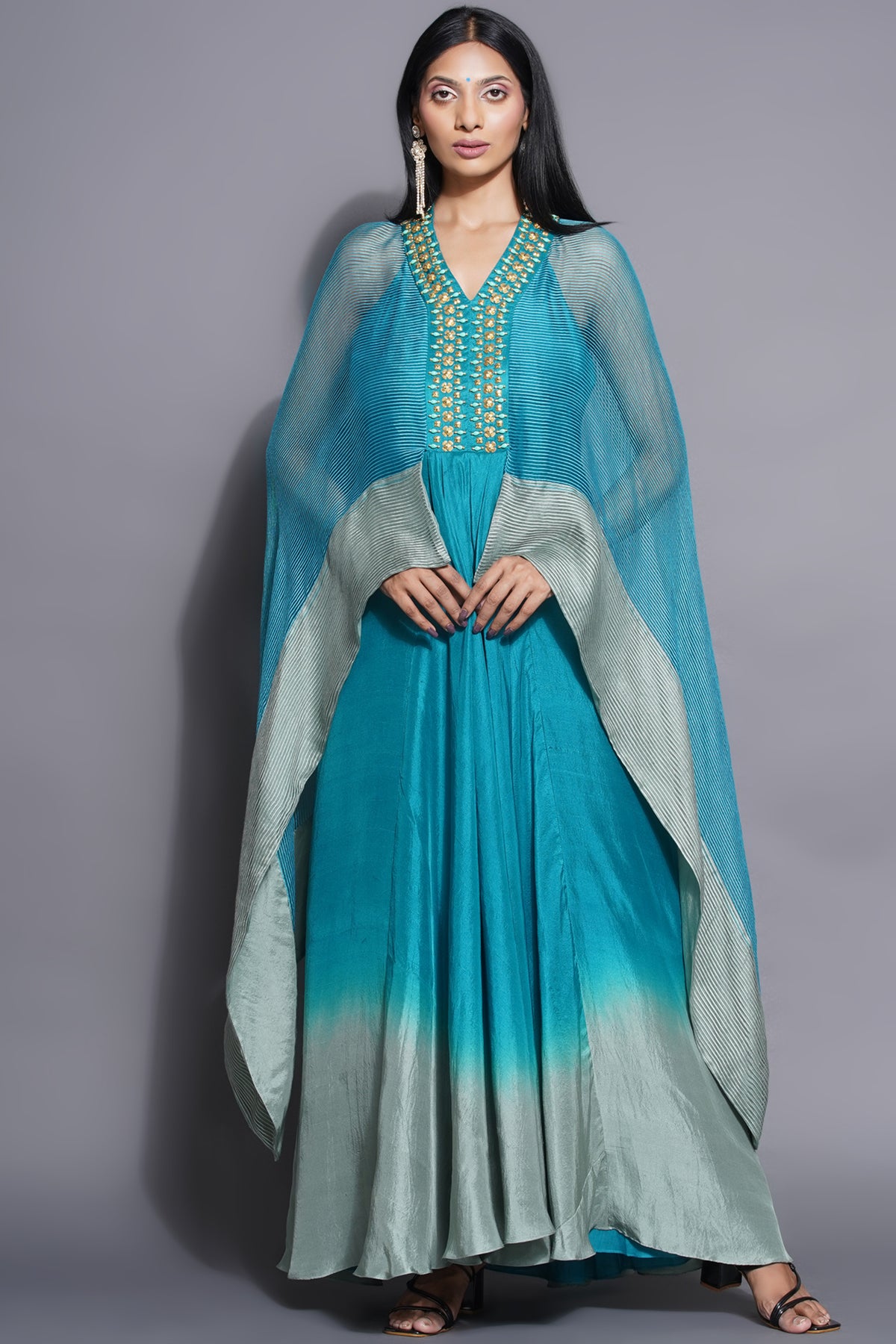 Halter Neck Ocean Blue Gown