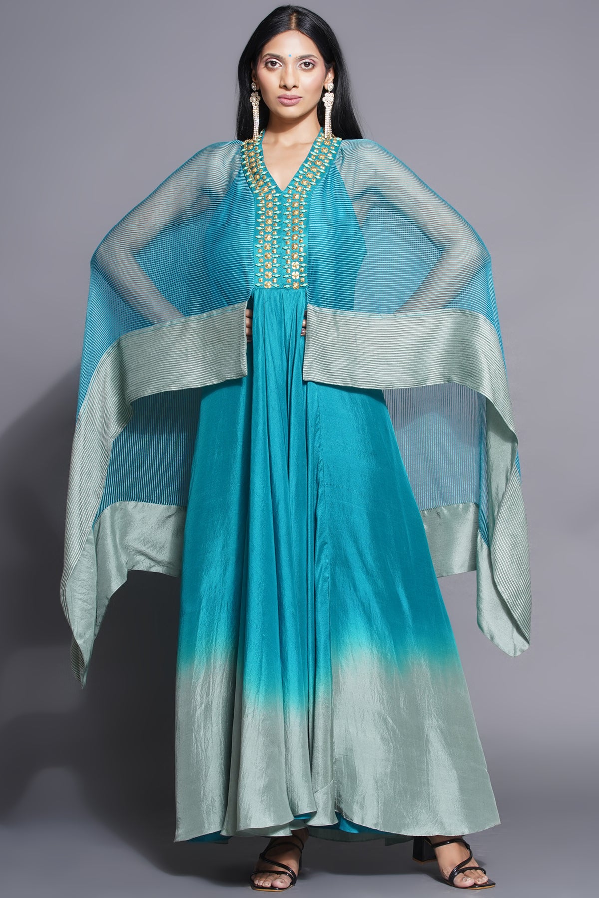 Halter Neck Ocean Blue Gown