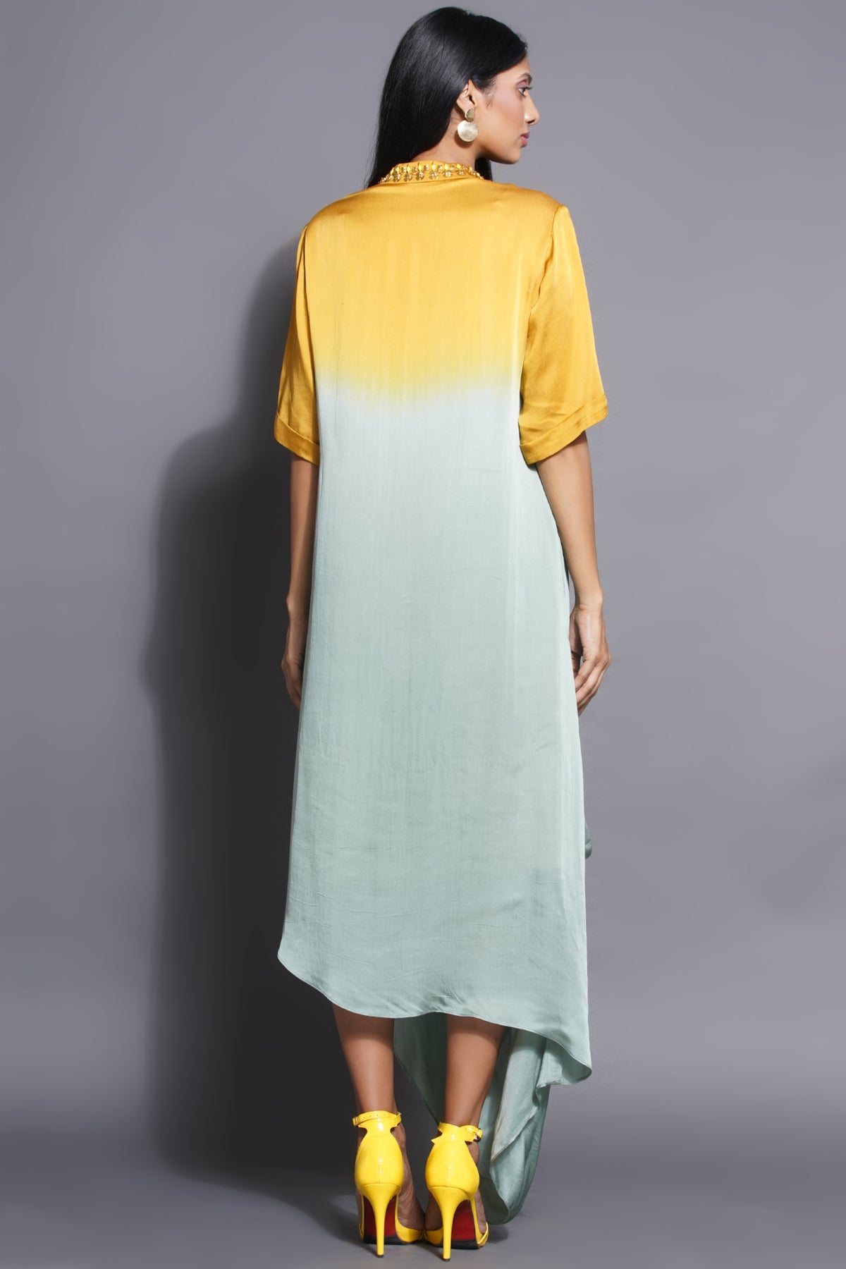 Asymmetric Cowl Majestic Yellow Dress