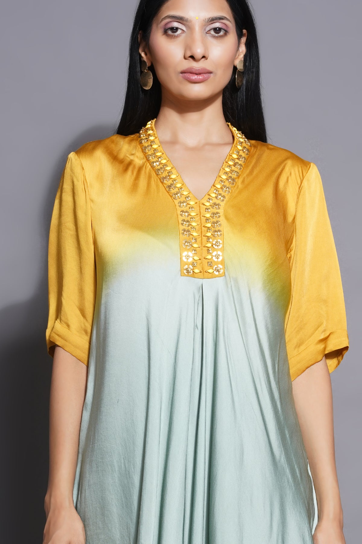 Asymmetric Cowl Majestic Yellow Dress