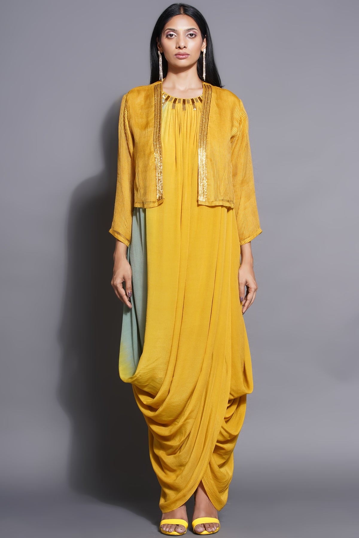 Yellow Layered Dress and Jacket