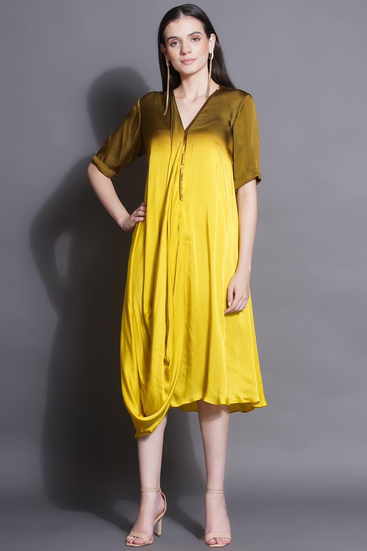 Cowl Lime Light Drape Dress