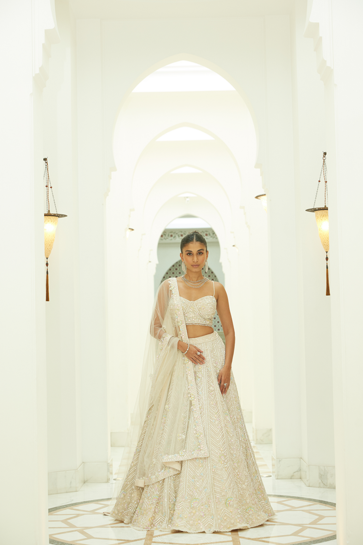 Ivory Net Lehenga Choli Set
