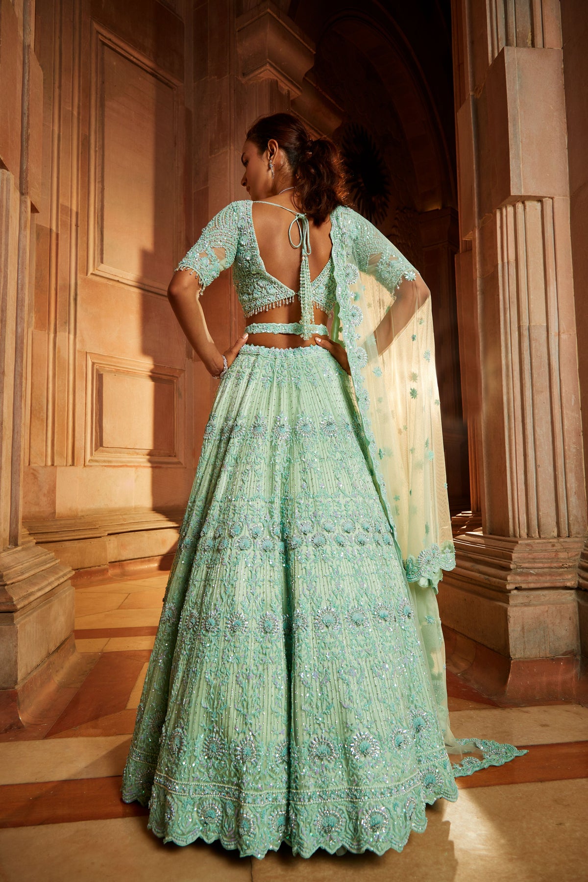 Vibrant Mint Green Lehenga  Set