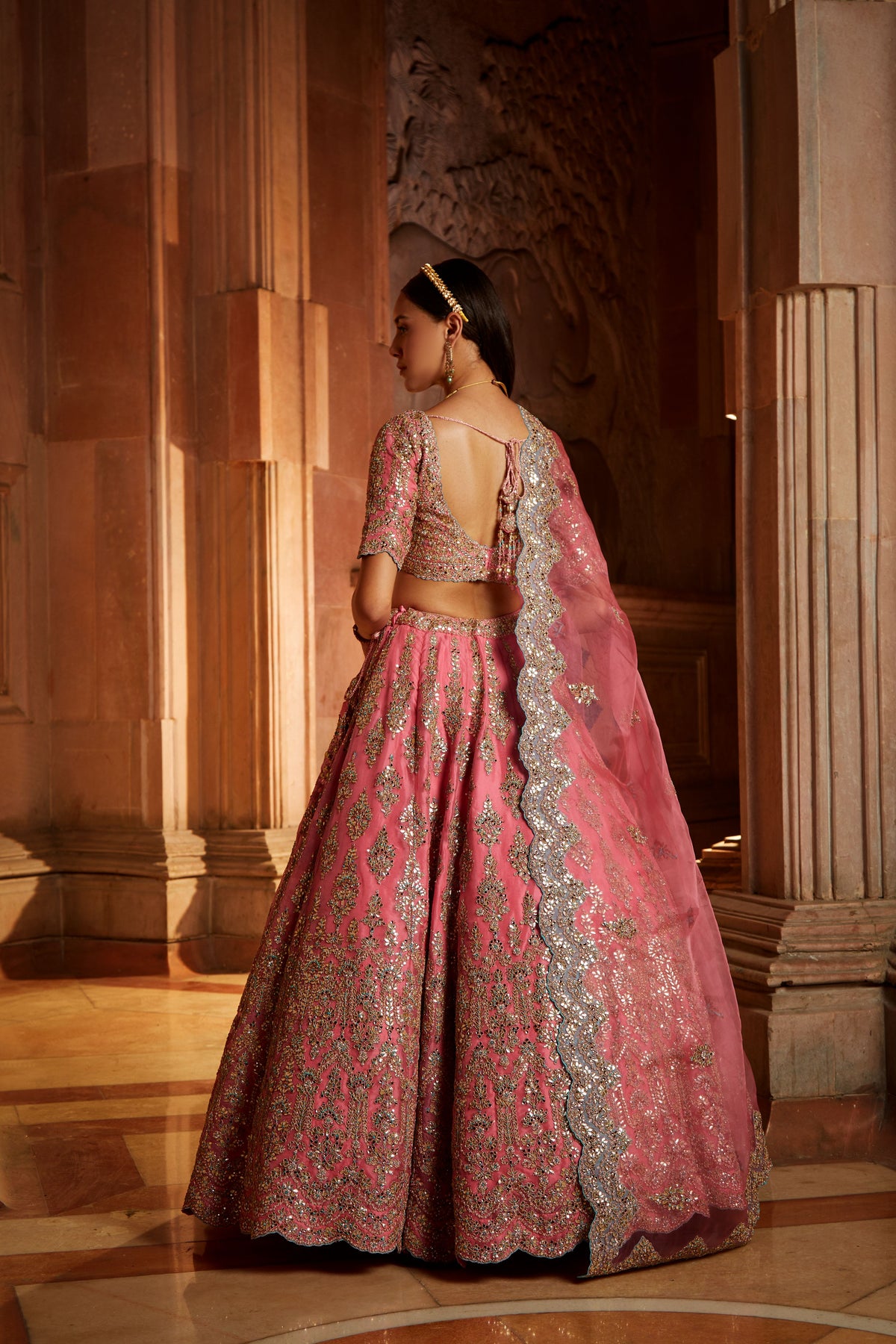 Rose Pink Organza Lehenga Set