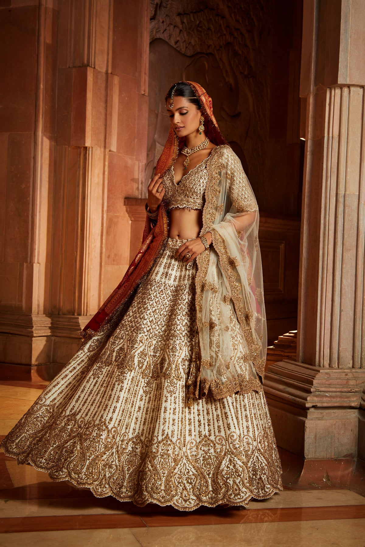 Ivory Tafetta Lehenga Choli Set
