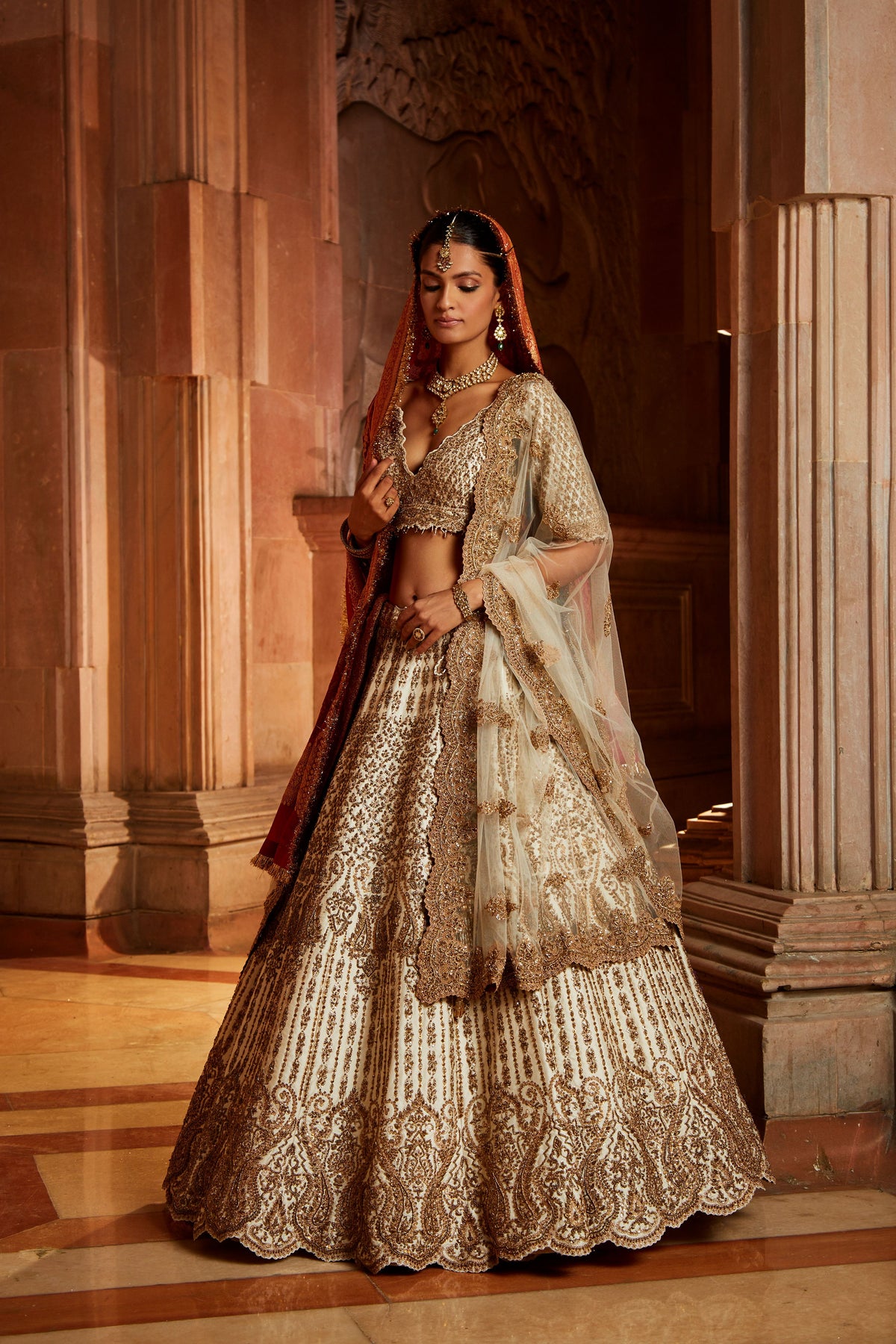 Ivory Tafetta Lehenga Choli Set