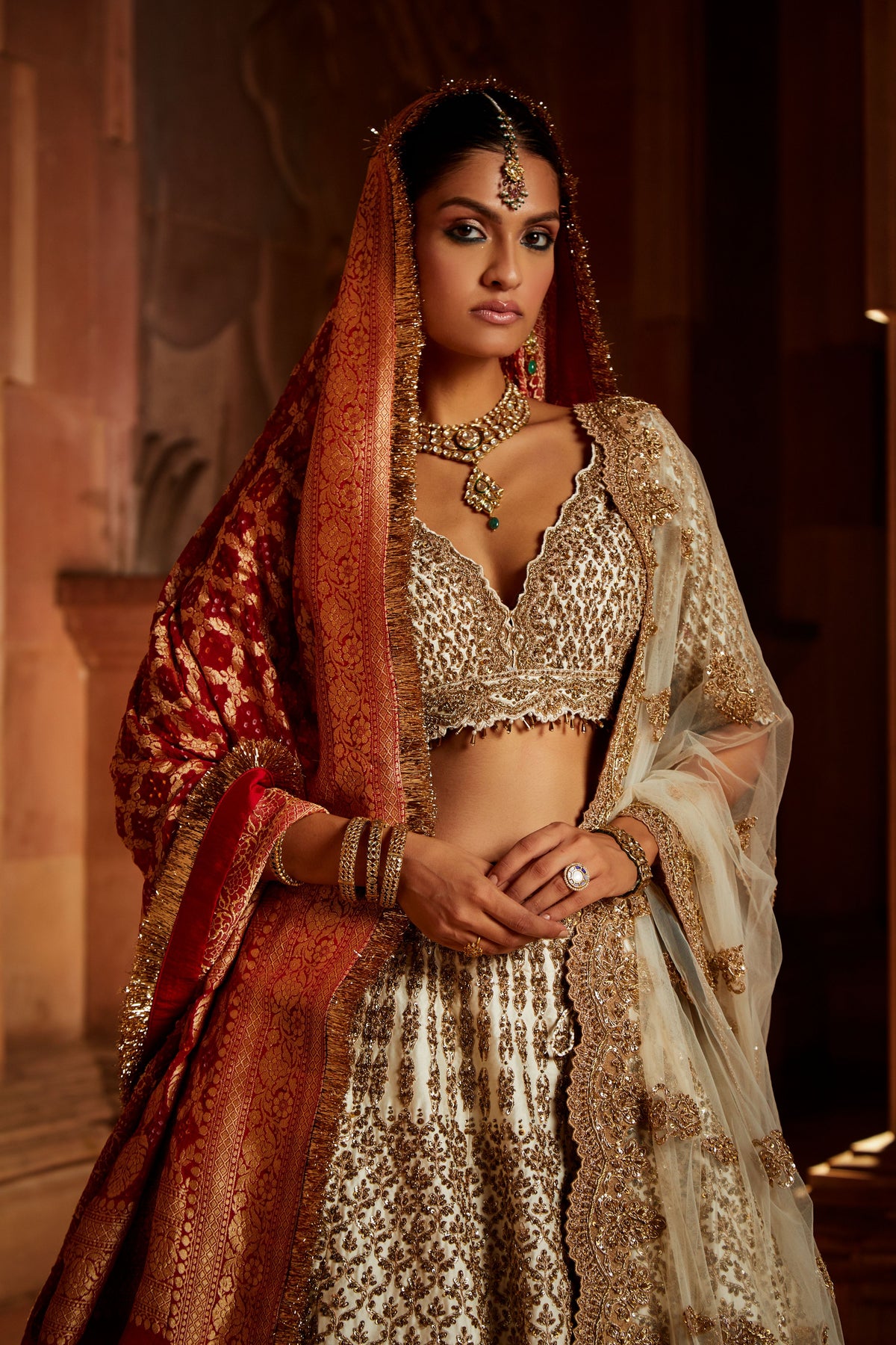 Ivory Tafetta Lehenga Choli Set