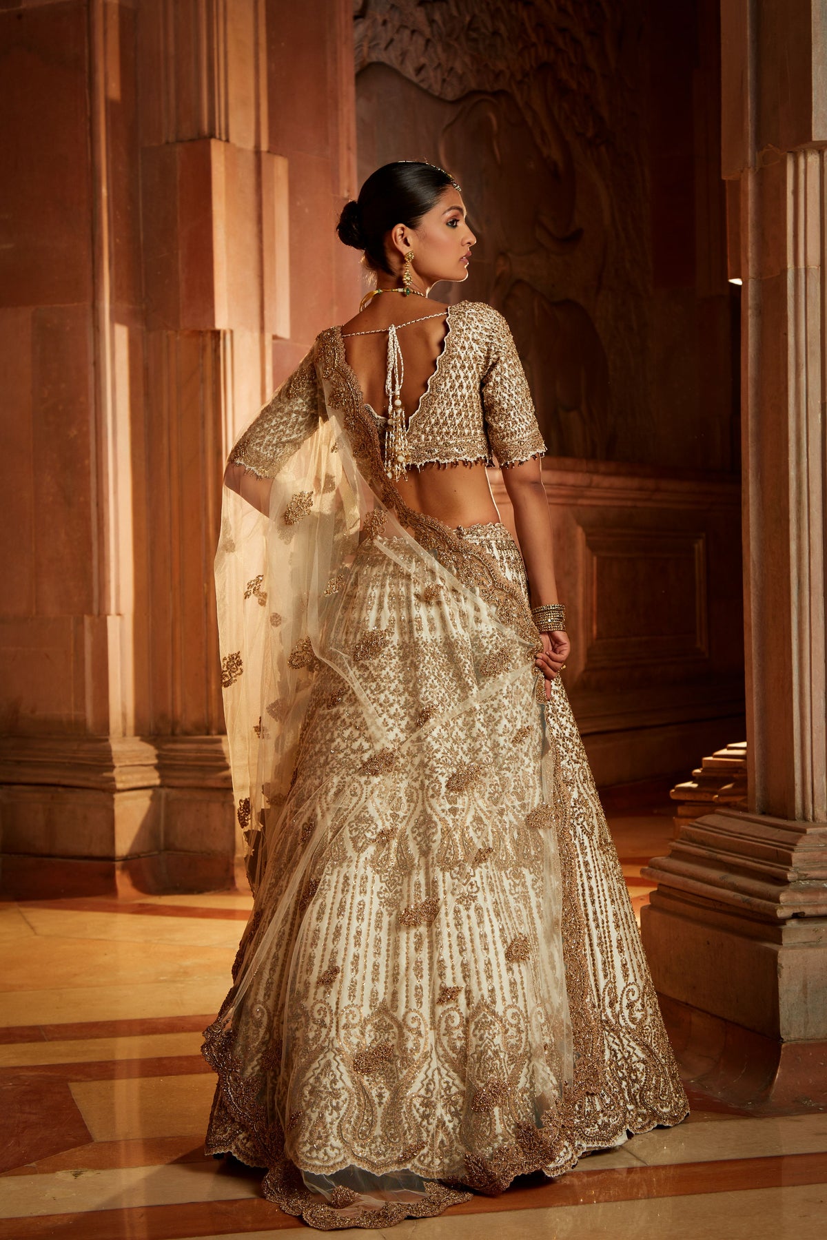 Ivory Tafetta Lehenga Choli Set