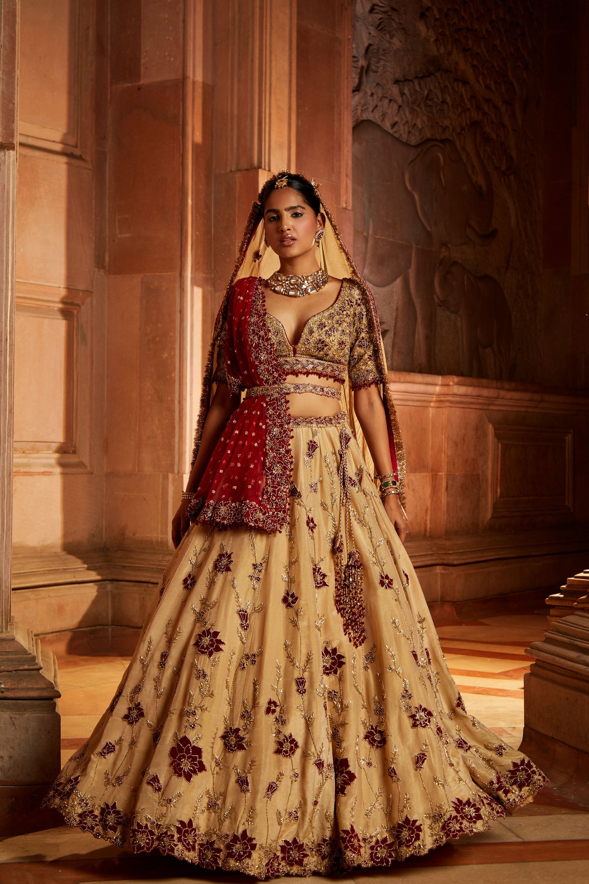 Gold Tissue Lehenga Choli Set