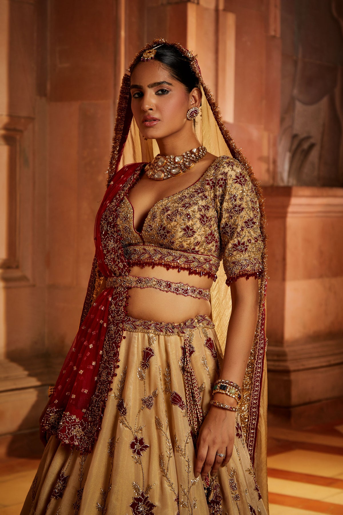 Gold Tissue Lehenga Choli Set