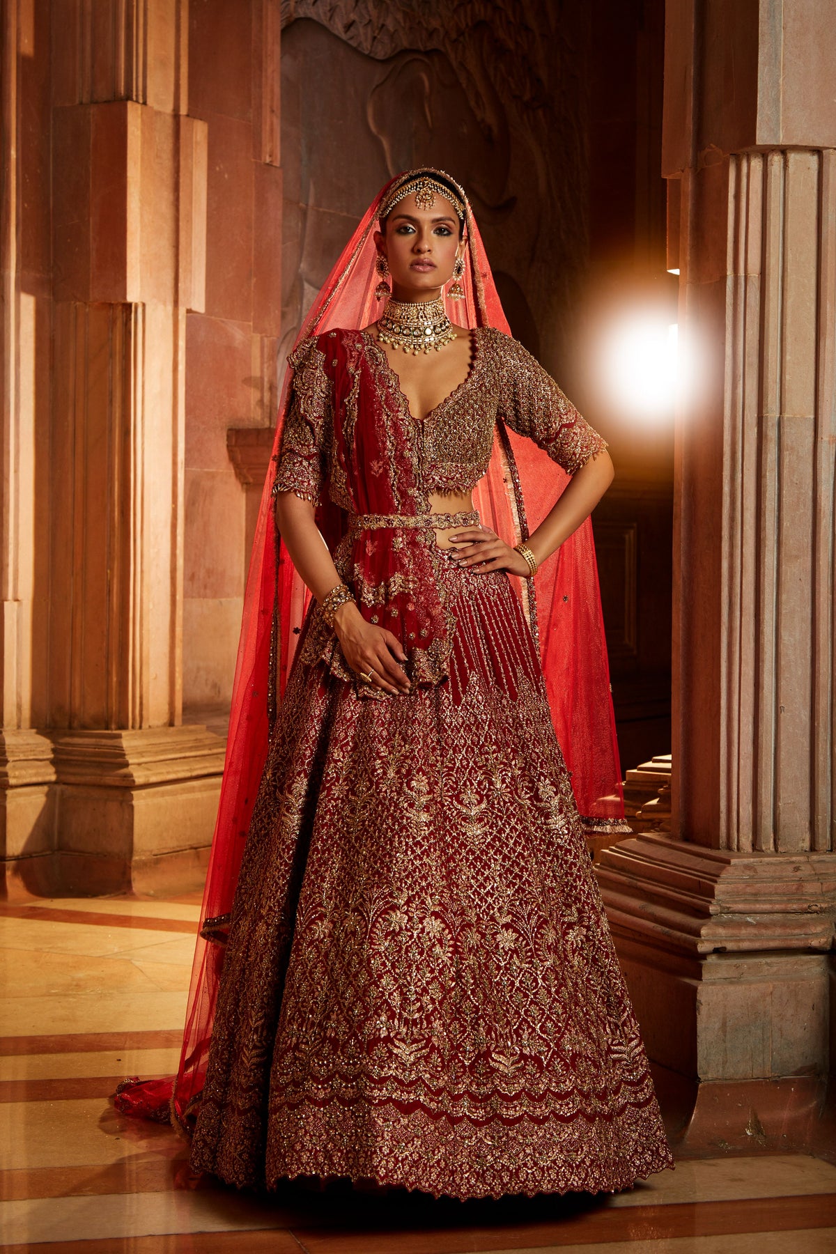 Blood Red Lehenga Set