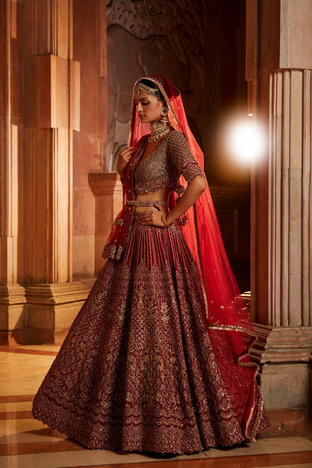 Blood Red Lehenga Set