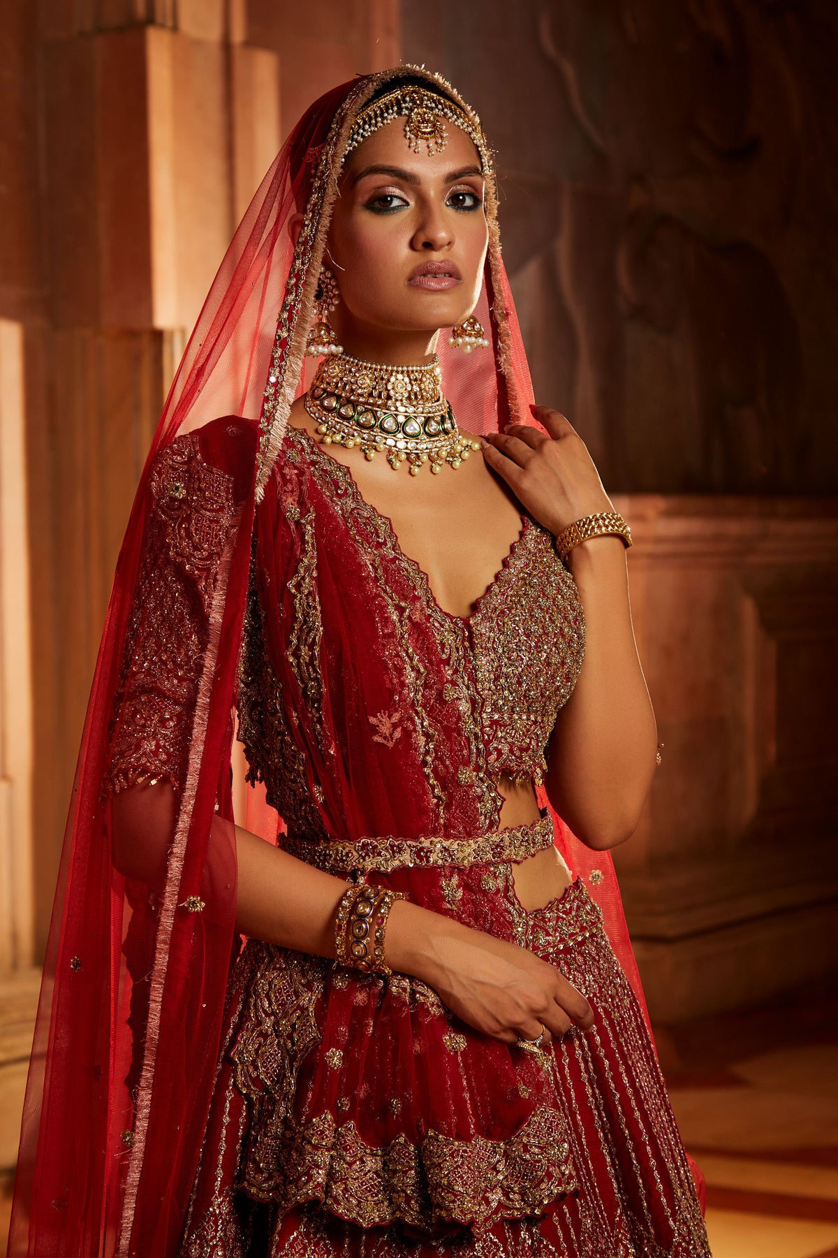 Blood Red Lehenga Set