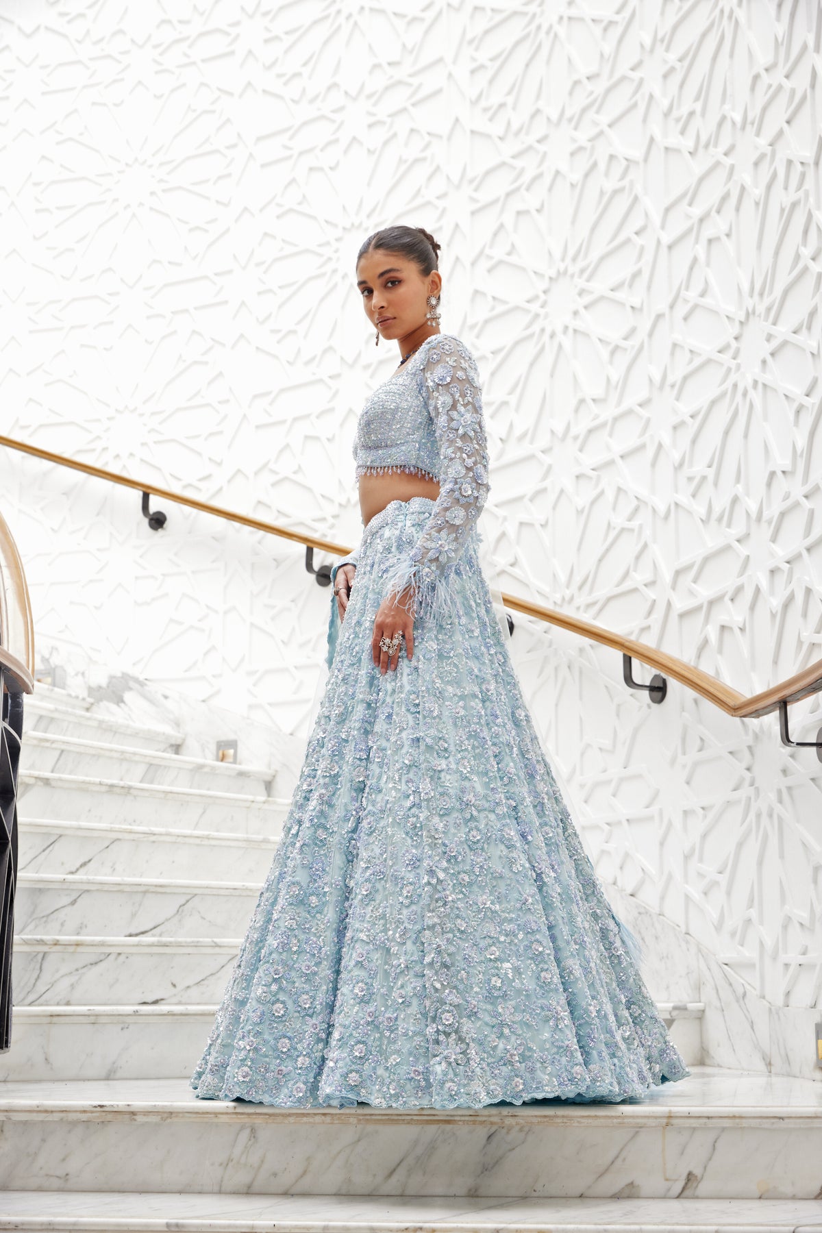 Powder Blue Lehenga Choli Set