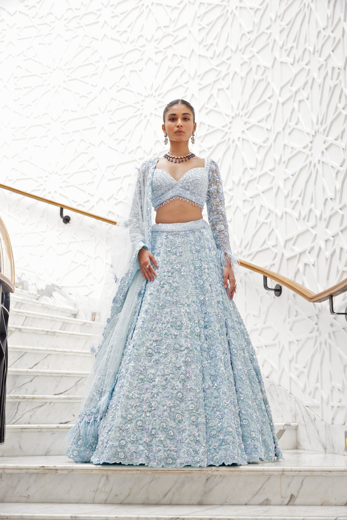 Powder Blue Lehenga Choli Set