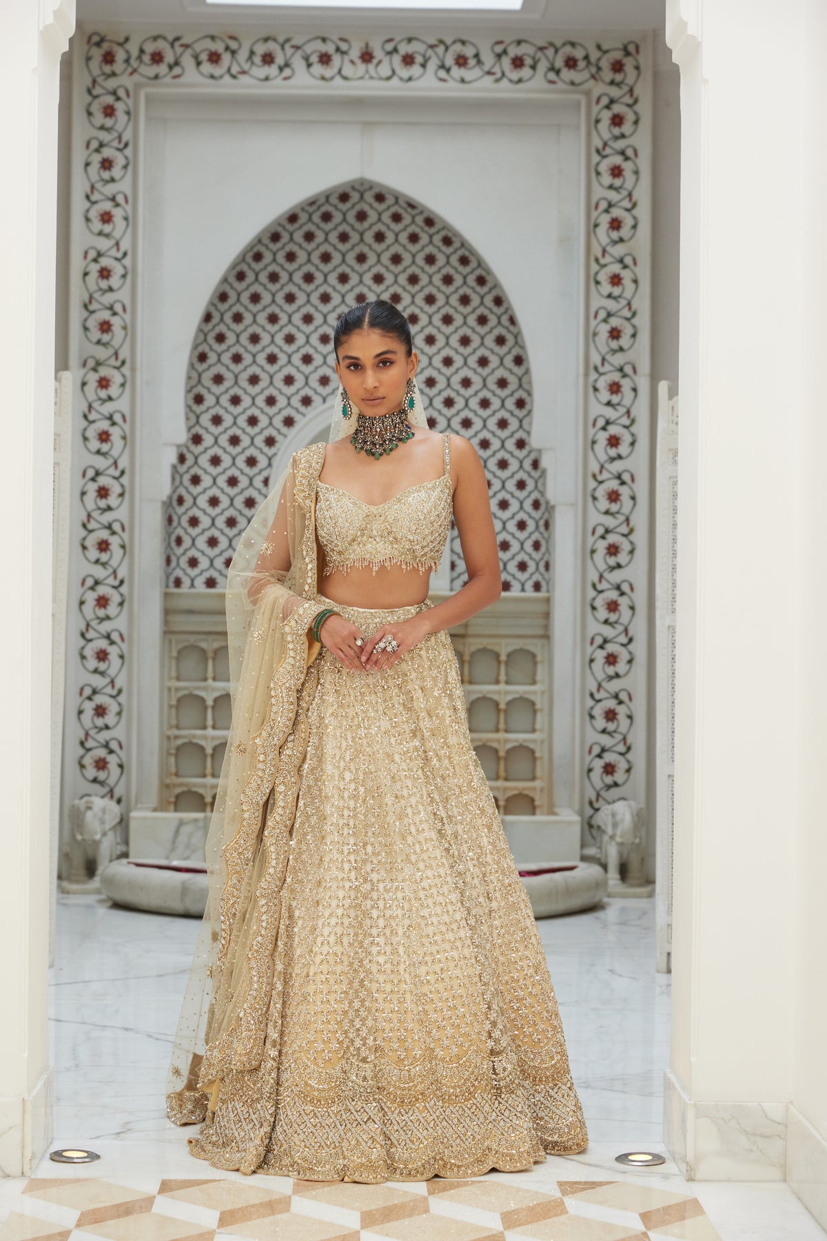 Beige Lehenga Choli With Dupatta