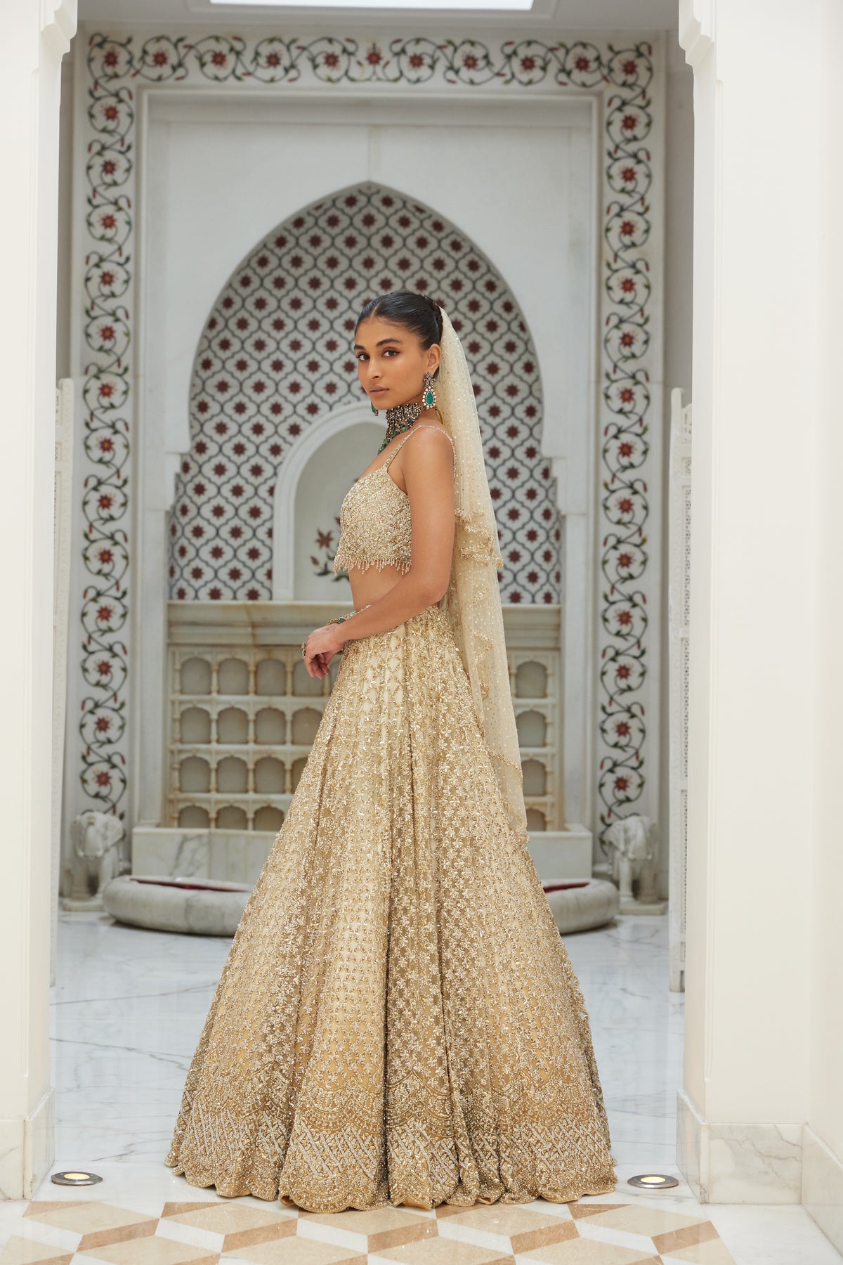 Beige Lehenga Choli With Dupatta