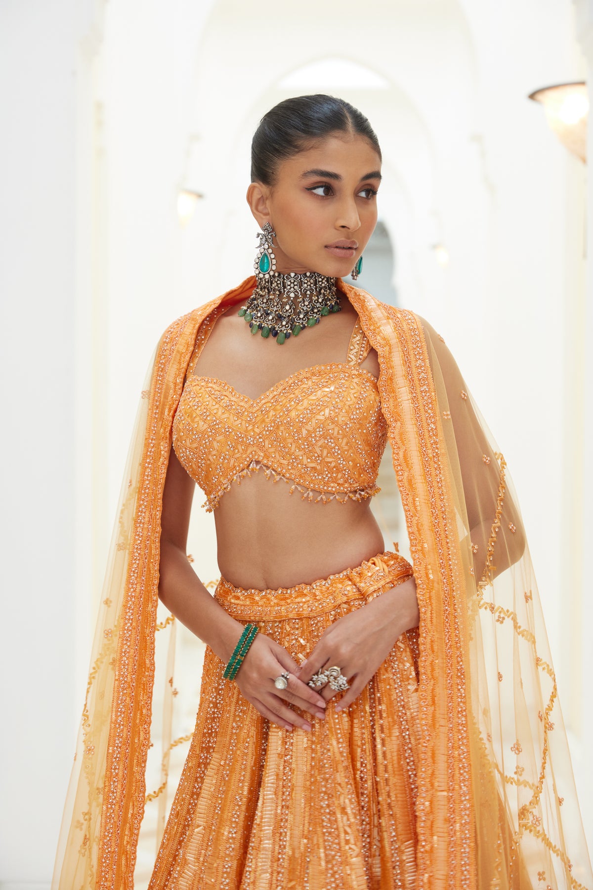 Orange Lehenga Choli With Dupatta