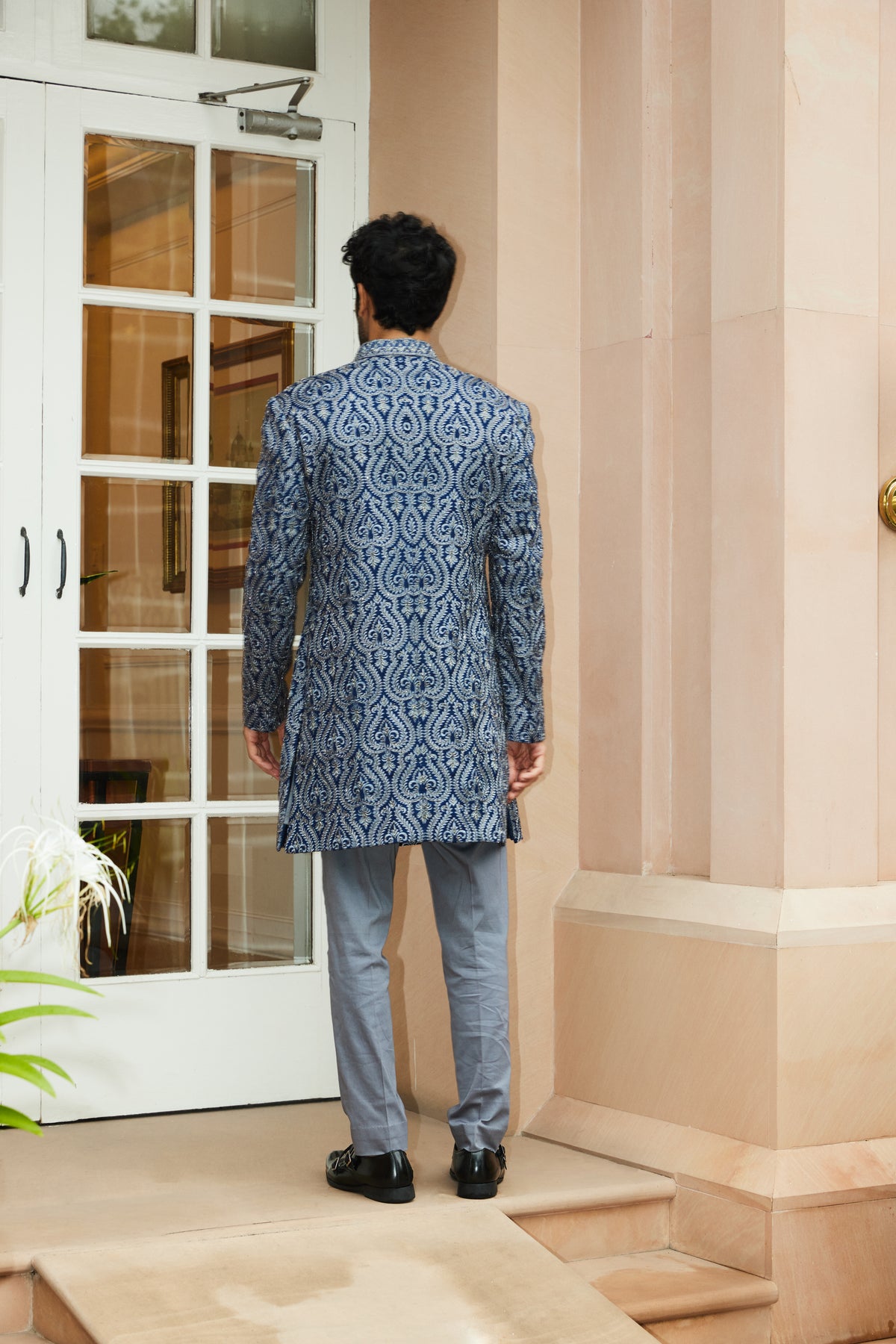 Blue Sherwani Kurta Trouser Set